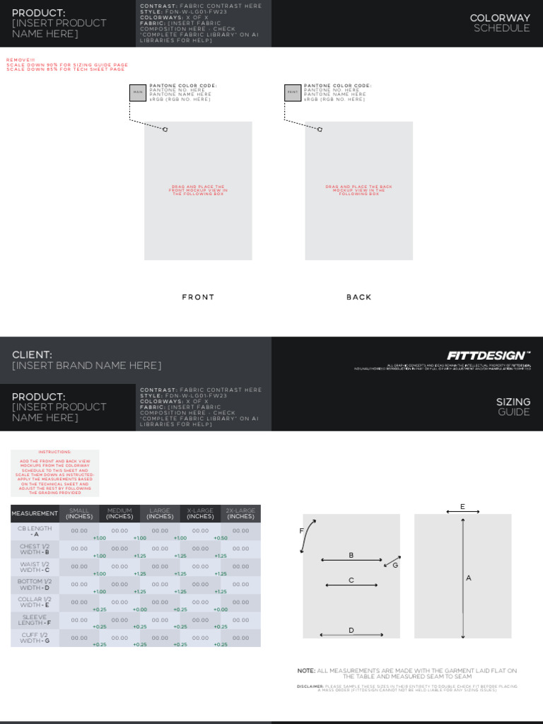 Colorway Schedule and Sizing Guide | PDF | Softlines (Retail) | Textiles