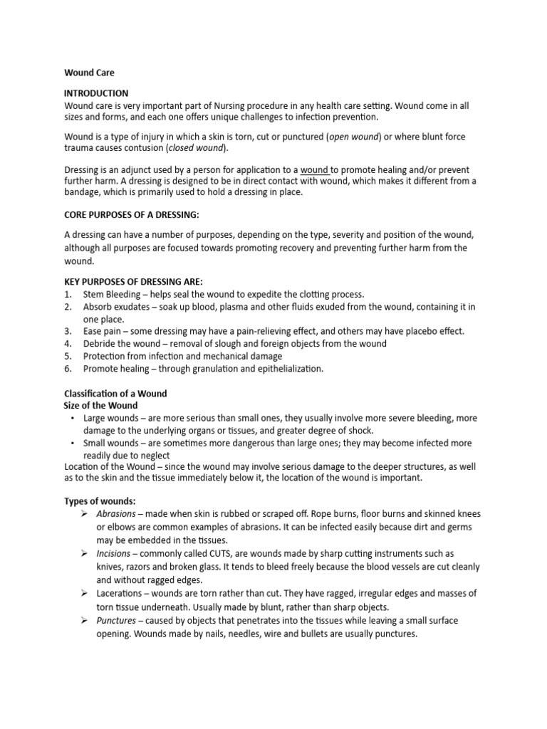 Wound Care | PDF | Wound | Causes Of Death