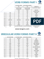 LANGERO Irregular Verb Forms List