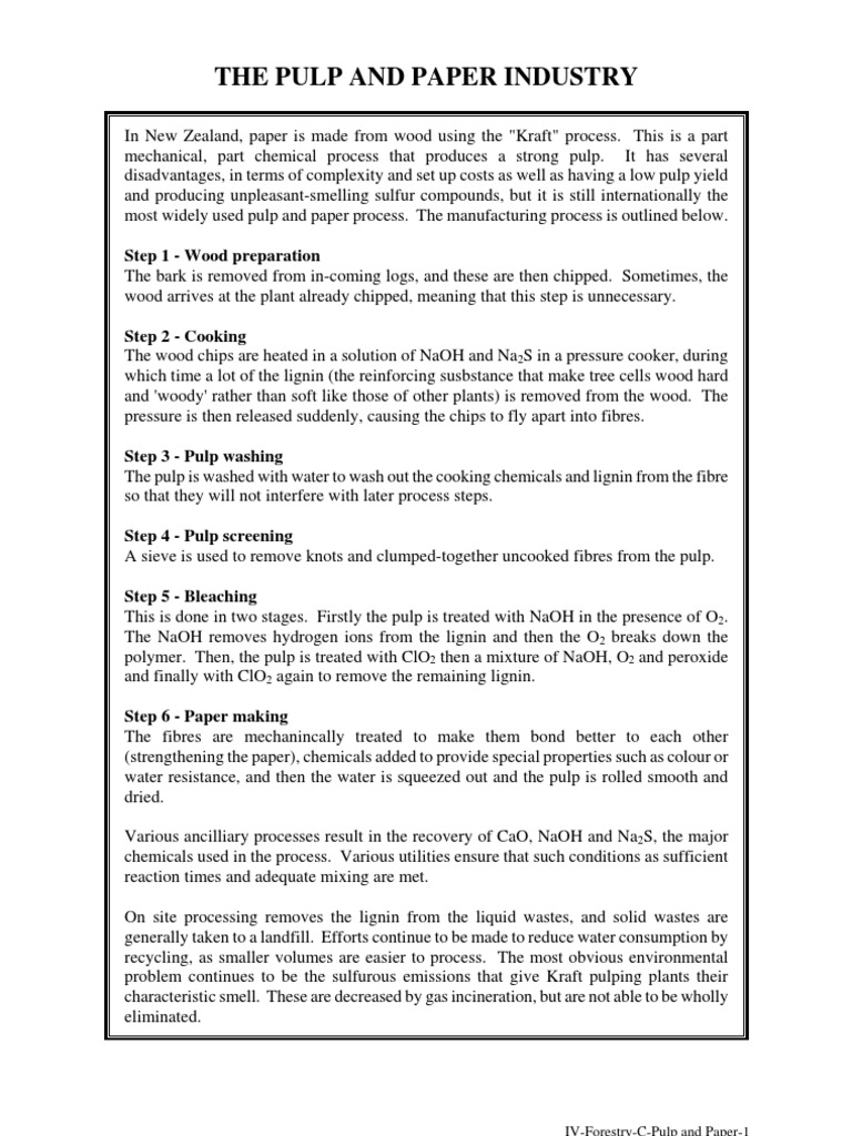 Pulp and Paper Industry. PDF Pulp (Paper) Paper
