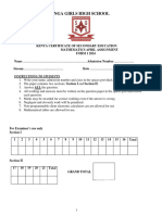 Mathematics Form 1 April Assignment QS