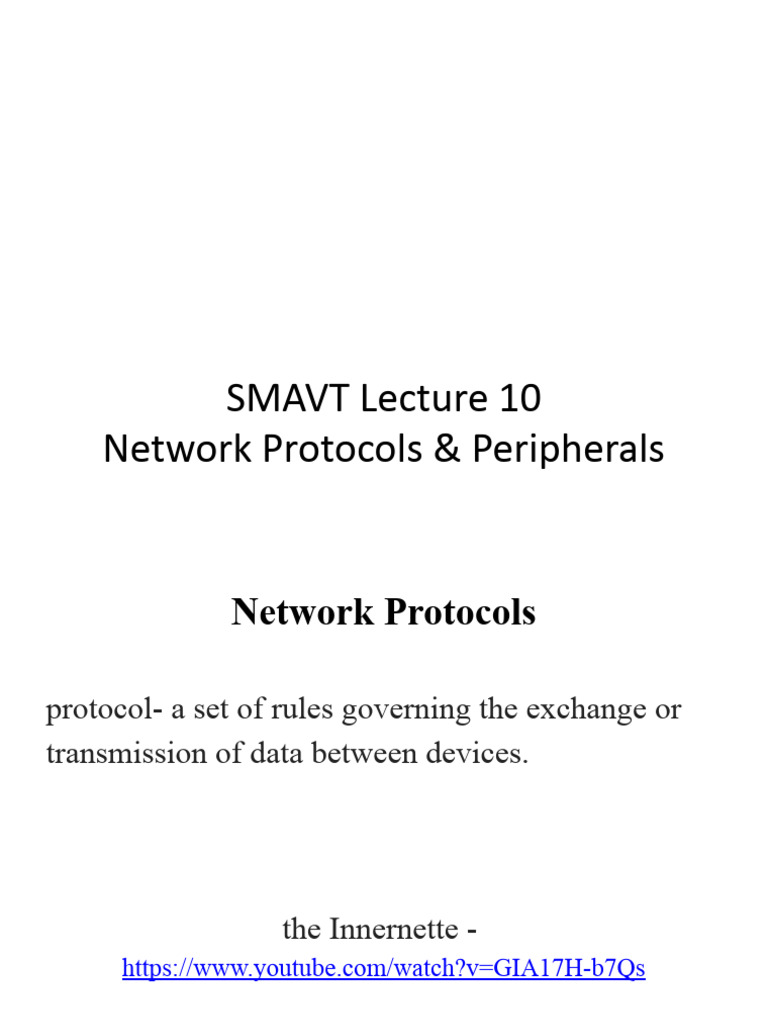 SMAVT+Lecture+10+Network+Protocols+ +peripherals | PDF | Network Switch ...
