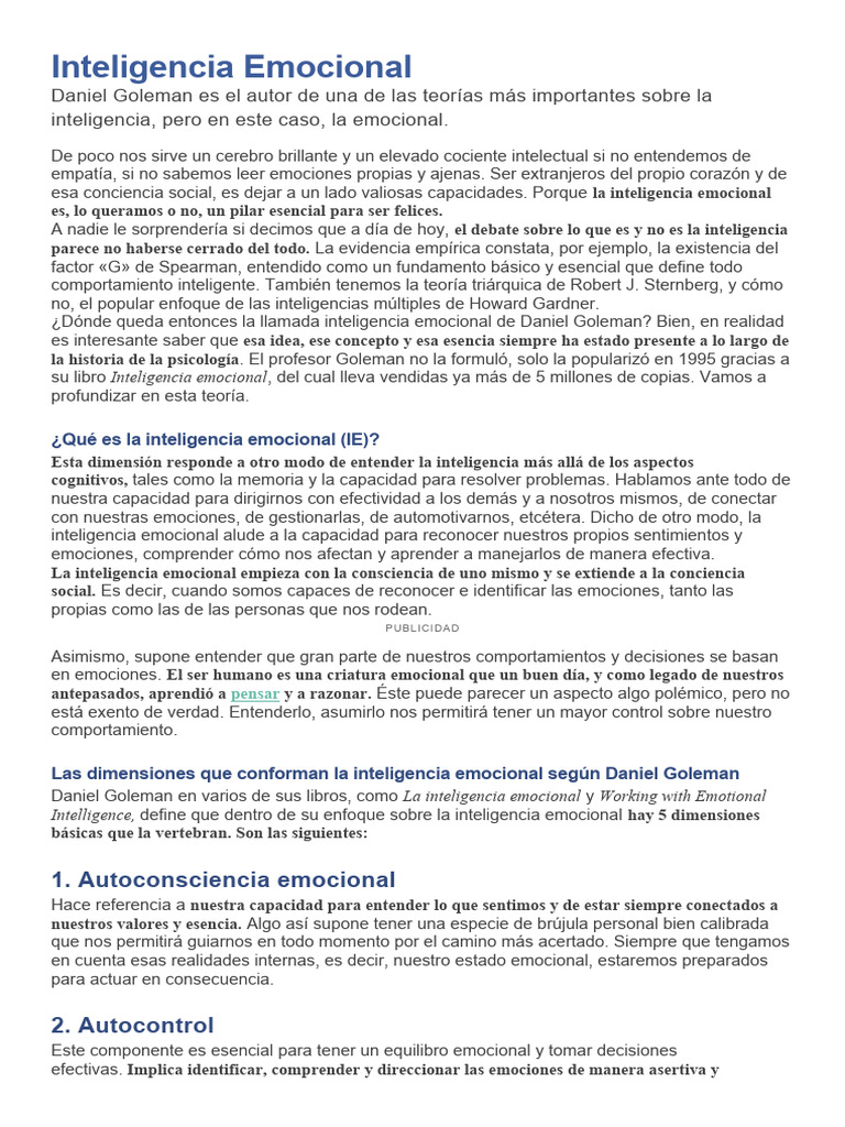 Memoria y Emociones en la IE | PDF | Inteligencia emocional | Las emociones