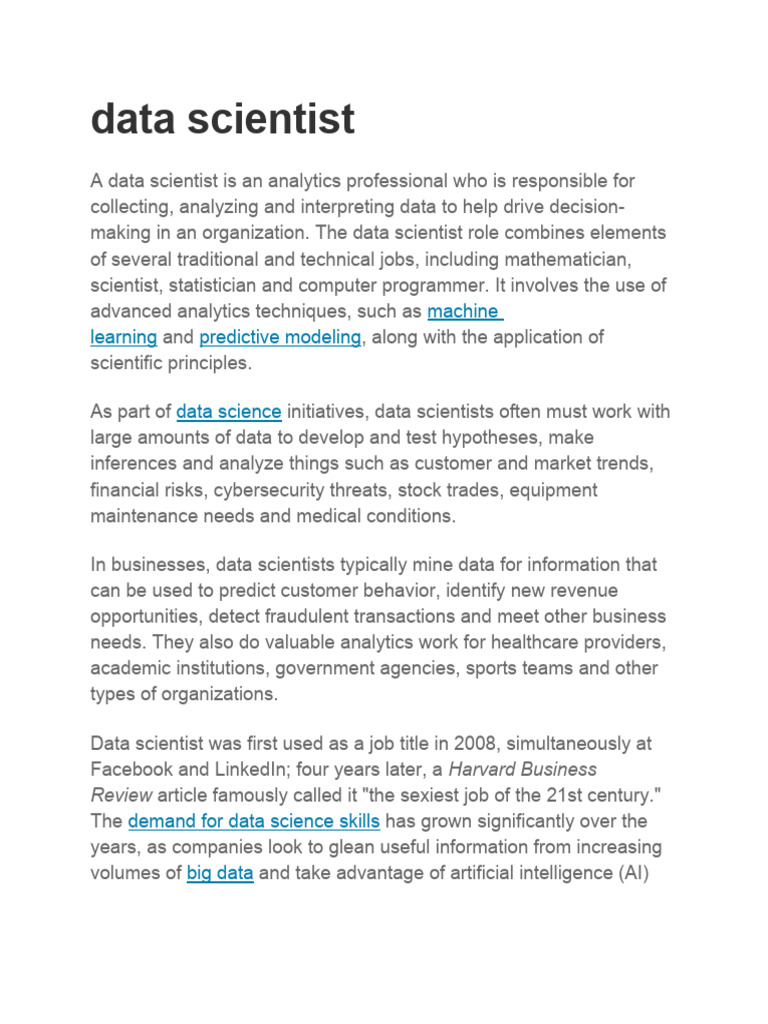 Data Scientist Role Explained | PDF | Business