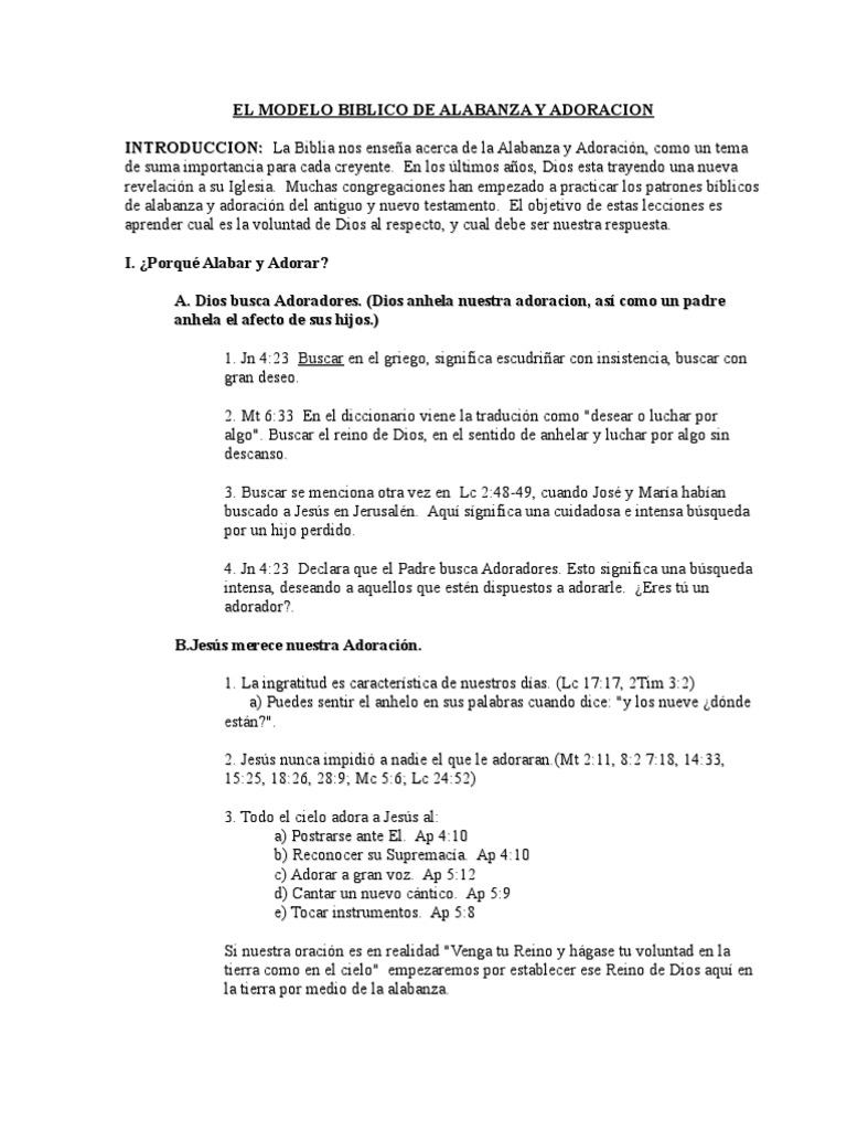 El Modelo Biblico de Alabanza y AdoraciÓn | PDF | Biblia | Jesús
