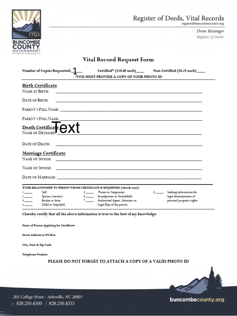 VITAL RECORDS ORDER FORM intelligence overview