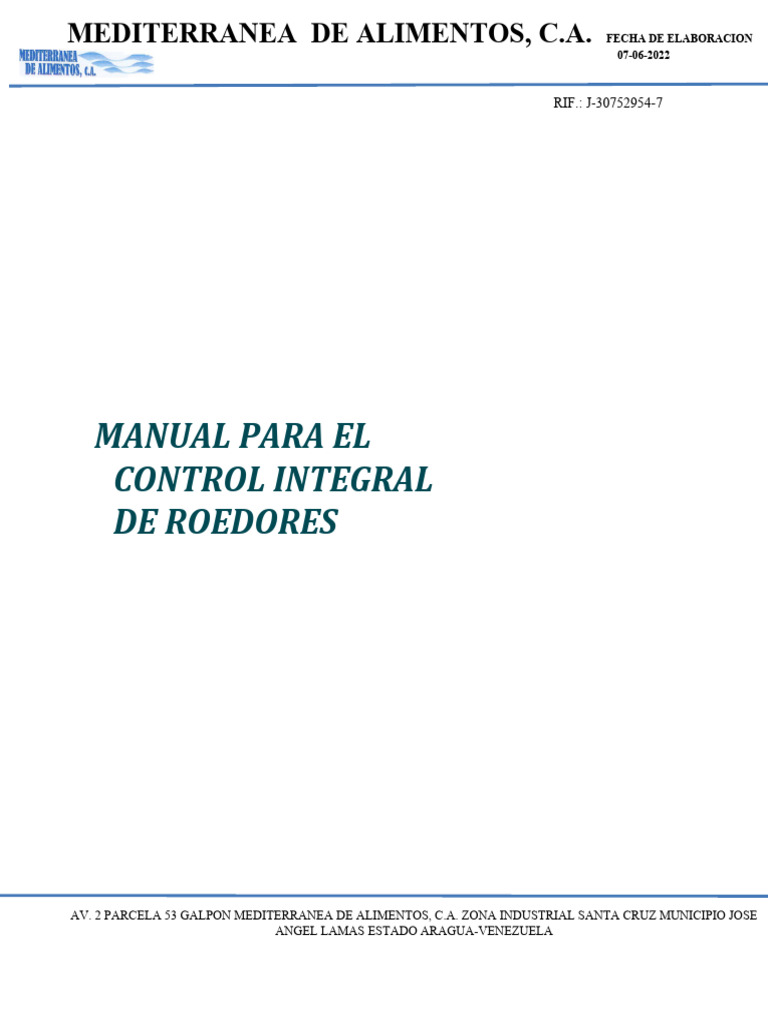 Manual de Control Integral de Roedores | PDF | Alimentos | Dieta