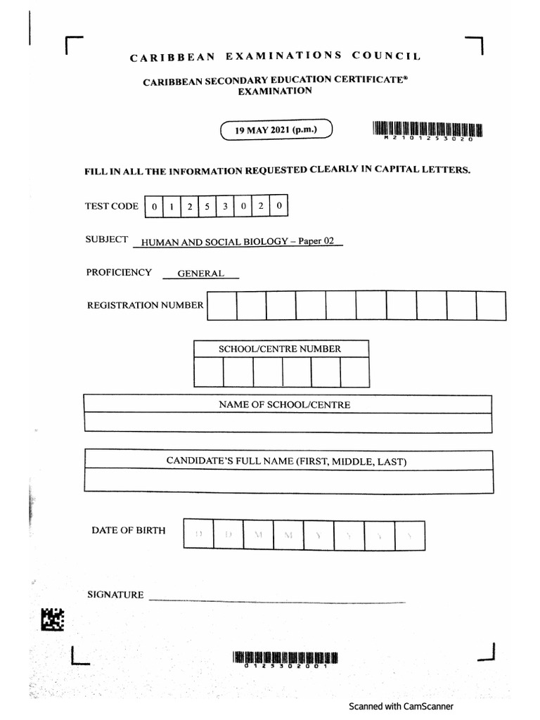 Csec Hsb May P2 2021 Pdf