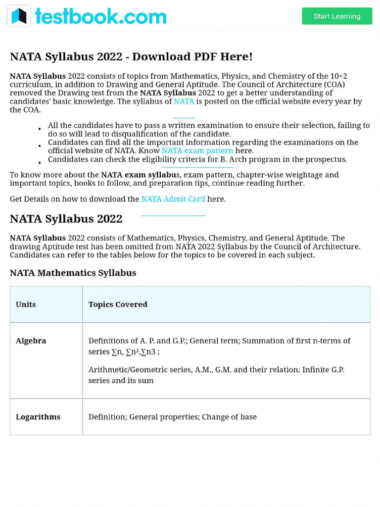 NATA Syllabus PDF