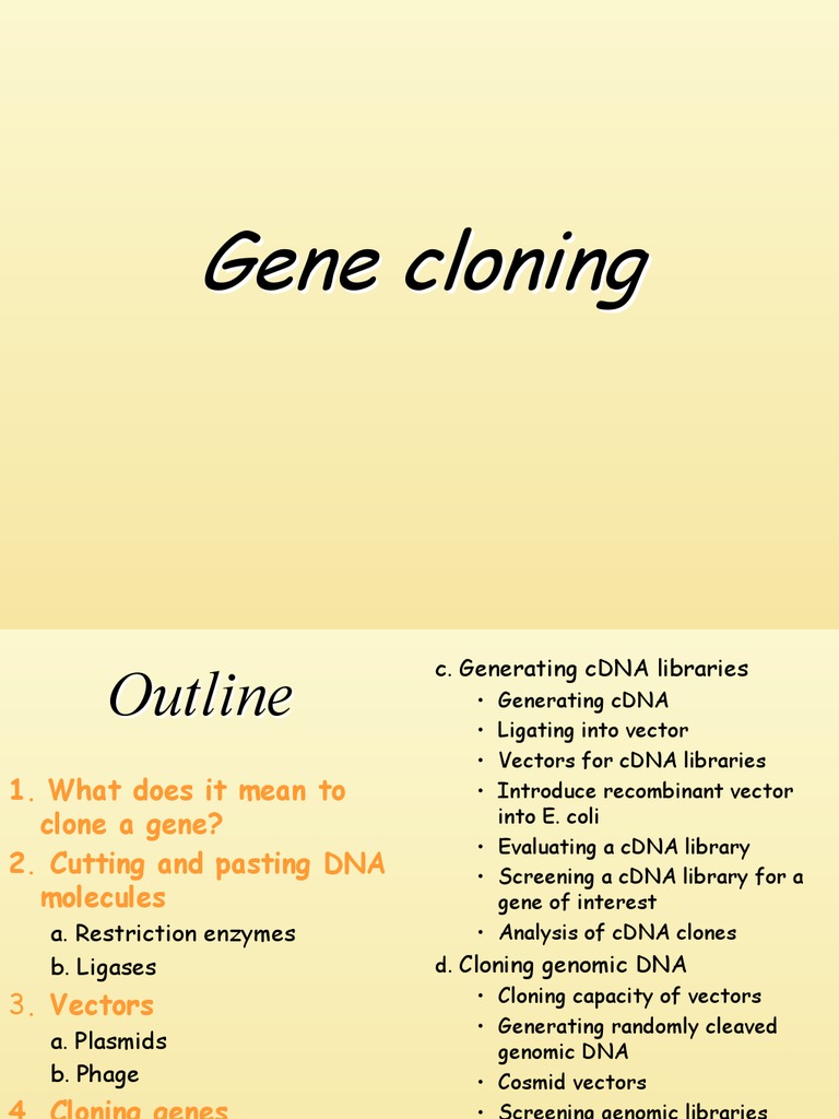 Gene Cloning Techniques and Methods | PDF | Molecular Cloning | Plasmid