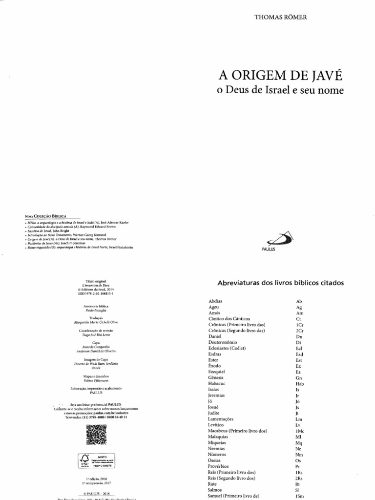 ROMER Thomas A Origem de Jave 205 234 | PDF | Monoteísmo | Babilônia