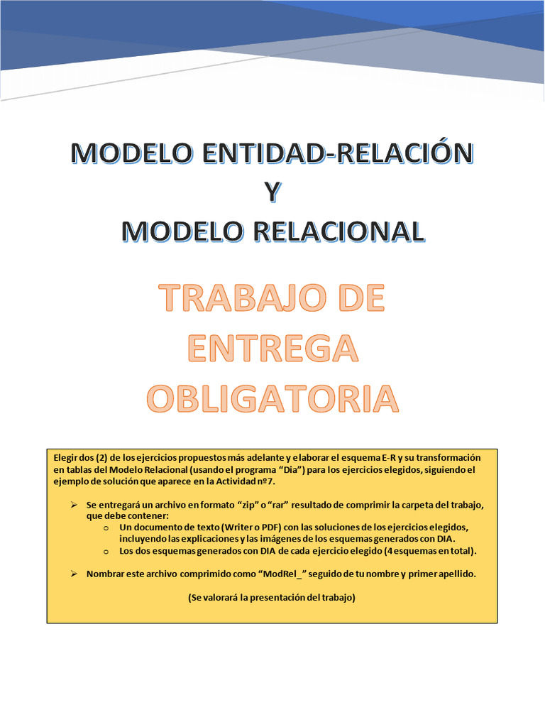 Ejercicios de Modelo Relacional E-R | PDF | Bases de datos | Archivo de ...