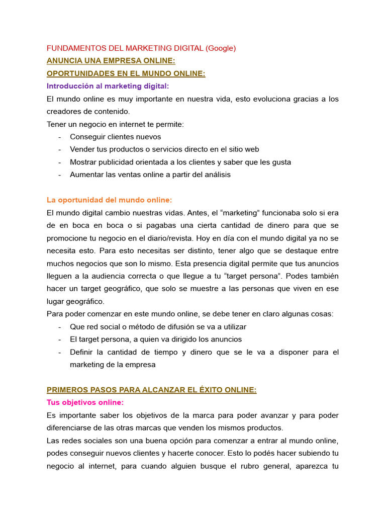 Fundamentos del Marketing Digital Online | PDF | Marketing ...