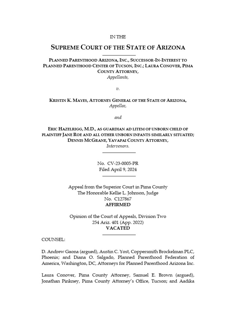 Arizona Supreme Court Ruling | PDF | Roe V. Wade | Statutory Interpretation