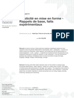 Plasticité en Mise en Forme - Rappels de Base, Faits Expérimentaux