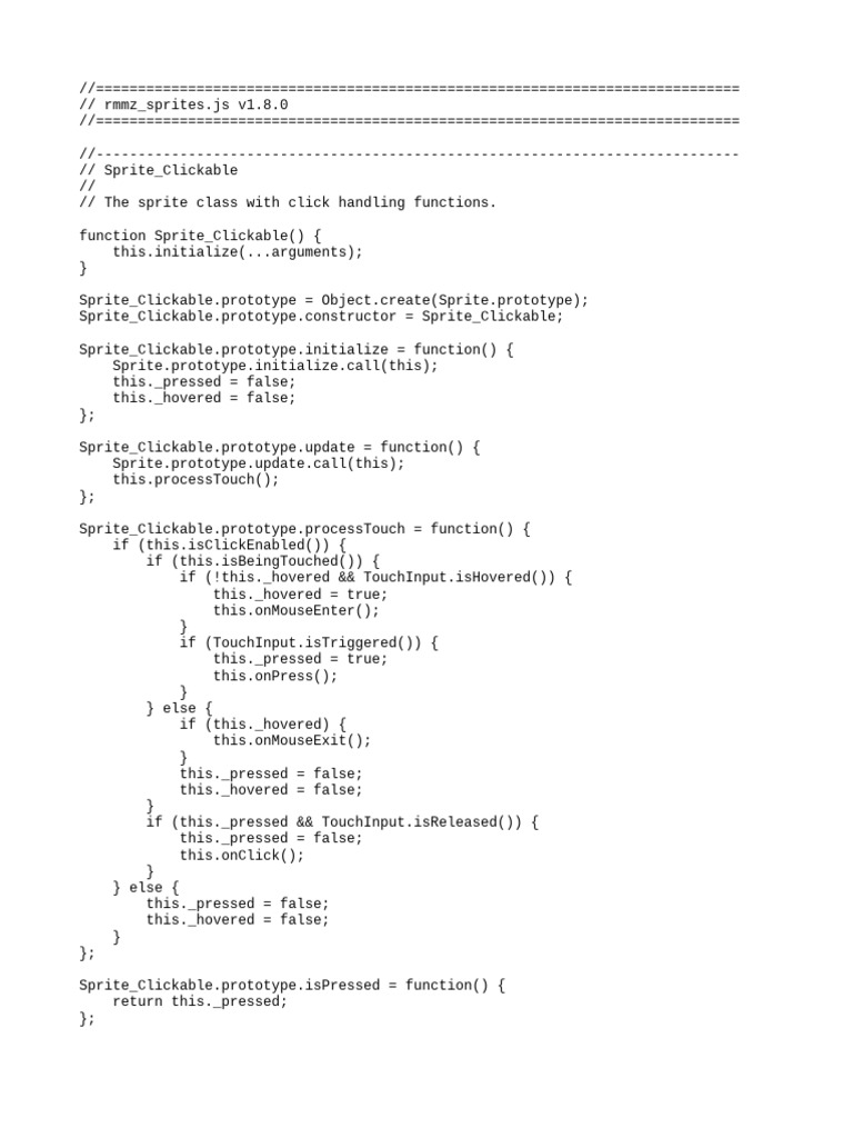 Clickable Sprite Classes for RMMZ | PDF | Computing | Graphics