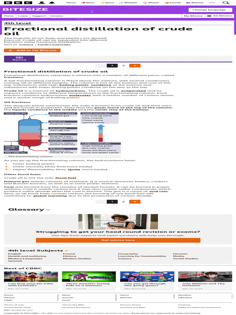 Fractional Distillation of Crude Oil Fractional Distillation of Crude