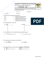 1teste 1unidade 8ano Matemática 2016