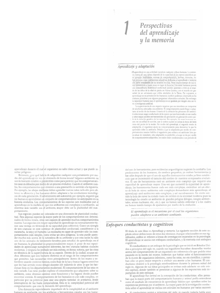 Cap 1 Aprendizaje y Memoria | PDF