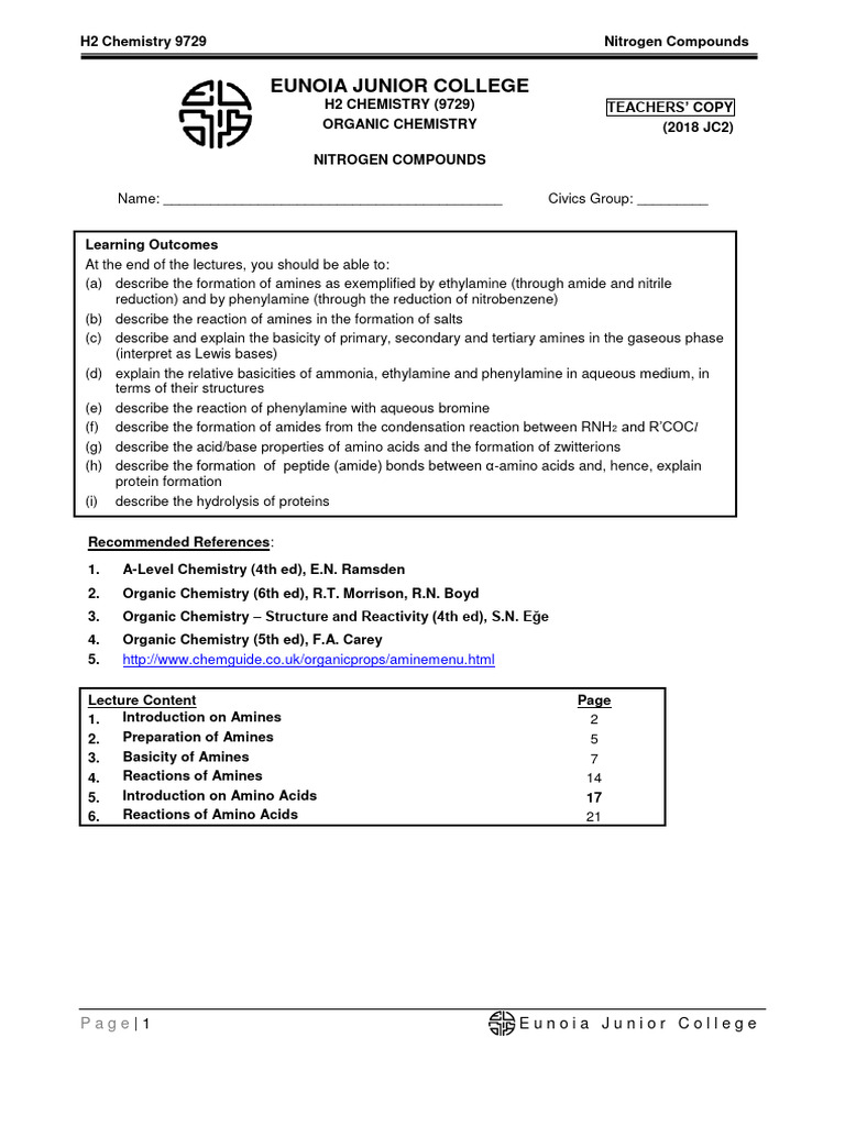 2018 jc2 h2 nitrogen compounds notes upload for students pdf
