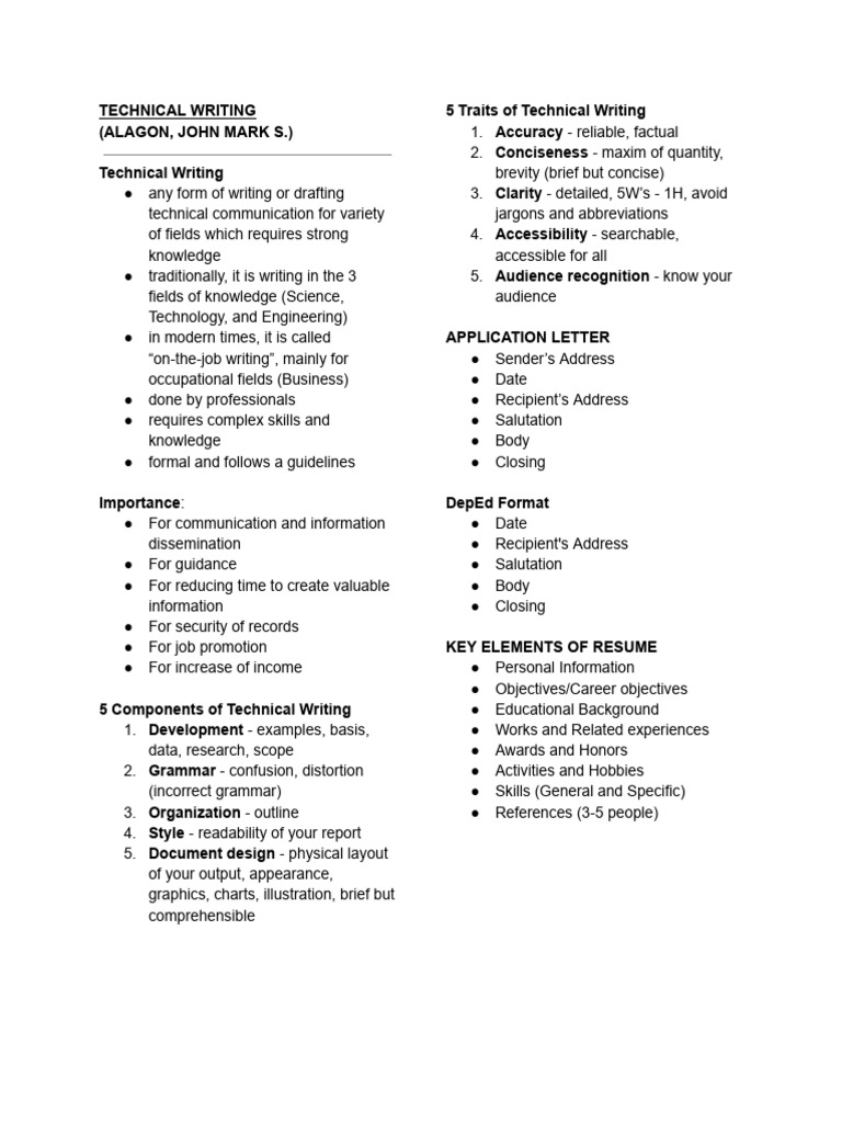Five Components of Technical Writing | PDF | Information | Technical ...