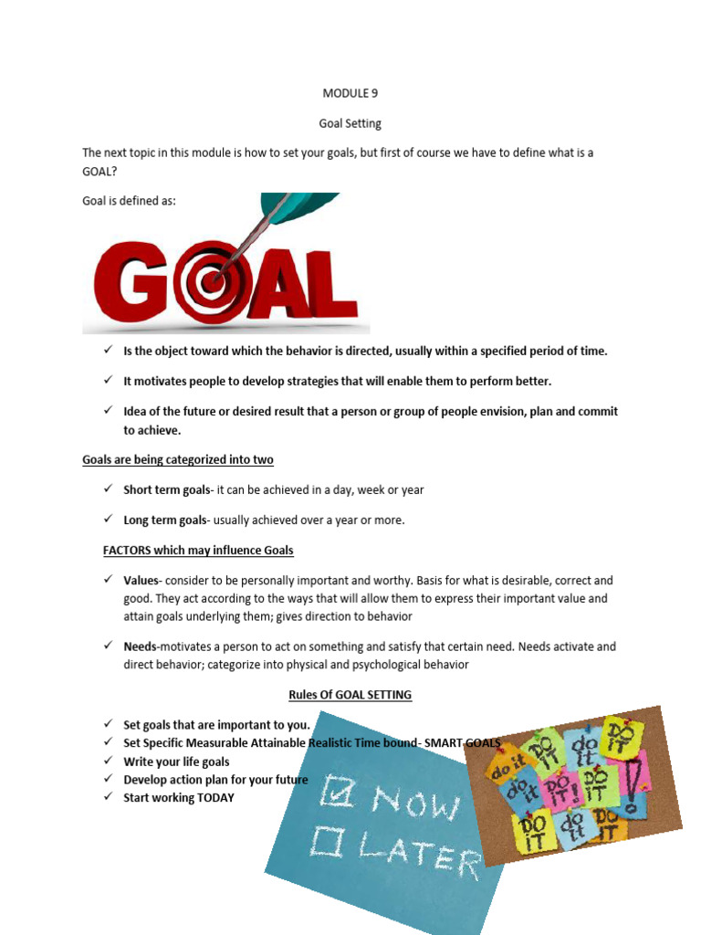 Module 9 Goal Setting 2023 Pdf Goal Self Efficacy