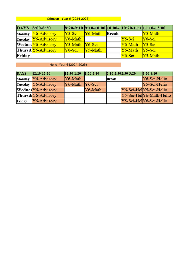 20242025 Timetable PDF