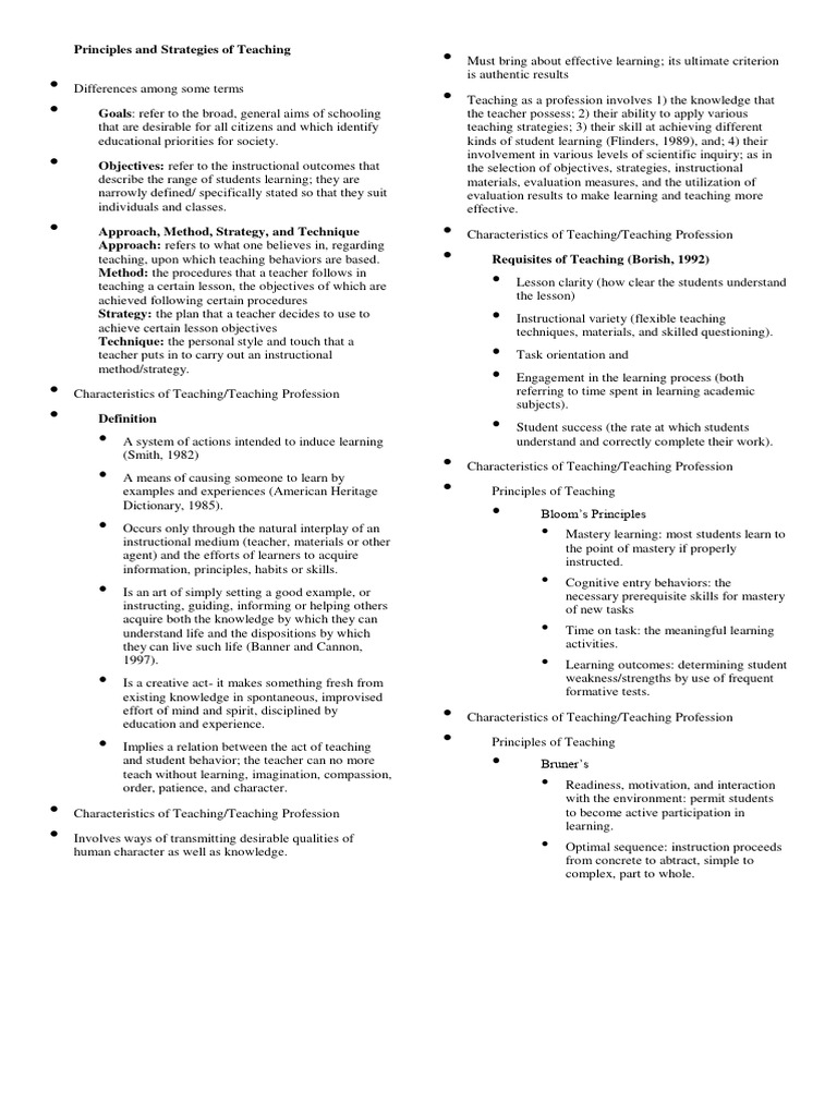 Principles and Strategies of Teaching | PDF | Learning | Teachers