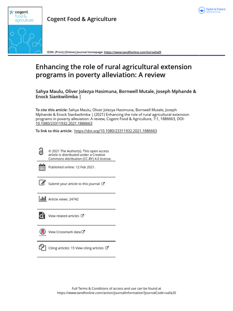 Enhancing The Role of Rural Agricultural Extension Programs in Poverty ...