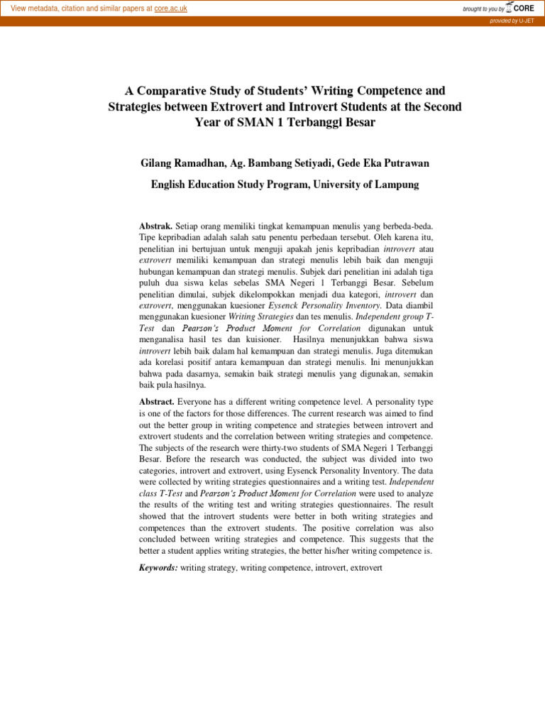 Writing Skills: Extroverts vs. Introverts | PDF | Extraversion And ...