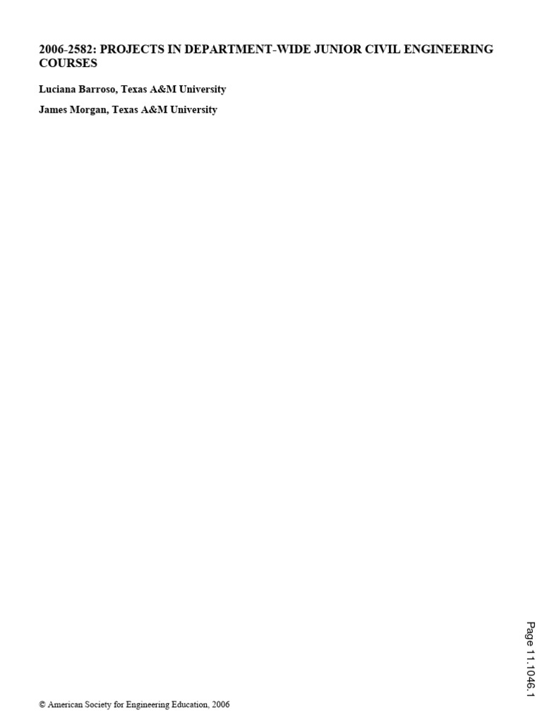 Projects in Department Wide Junior Civil Engineering Courses | PDF ...