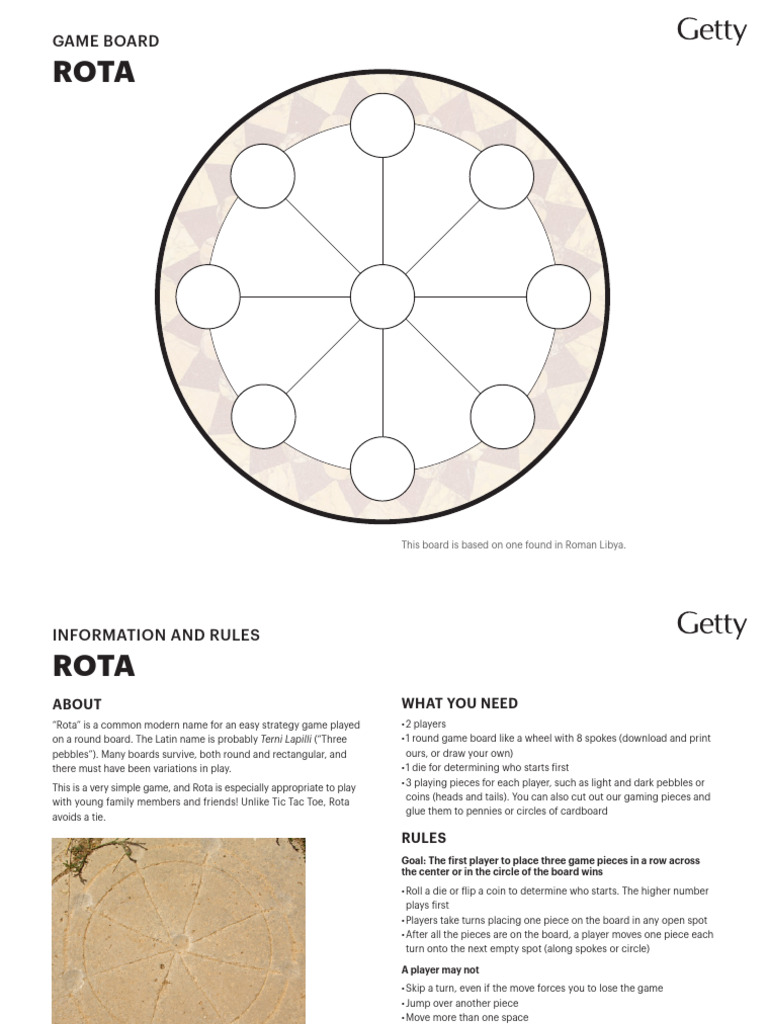 Rota: Rules for the Roman Board Game | PDF | Gaming