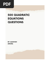 500 Quadratic Equation Questions Worksheet