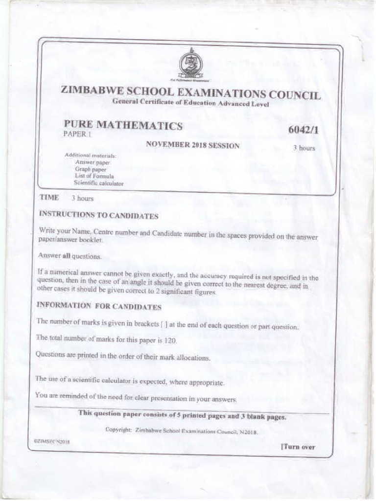 A Level Maths Paper 1 November 2018 | PDF