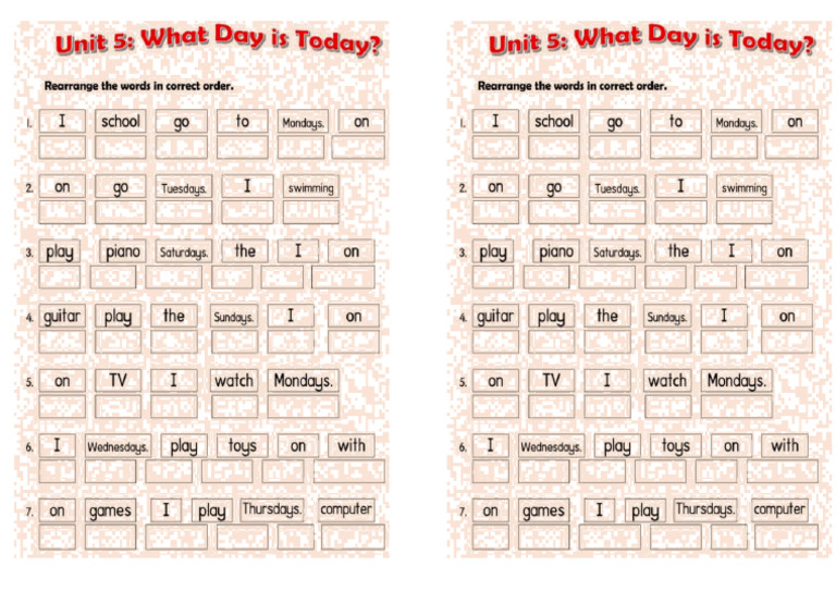 What Day Is Today Arrange Sentences | PDF