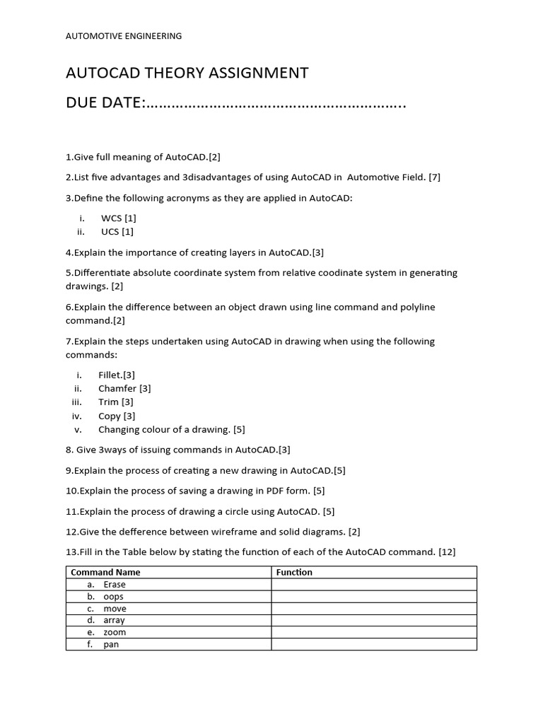Autocad Theory Assignment | PDF