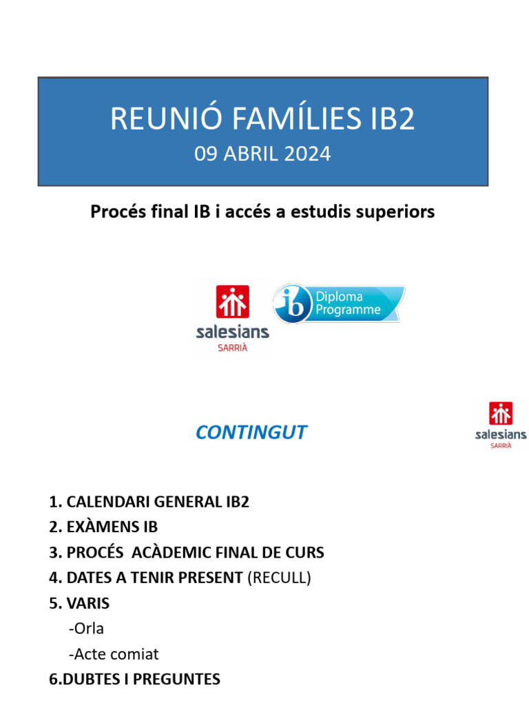 Yjzpnm 2324 Proces Final IB2 Families Abril 2024 | PDF