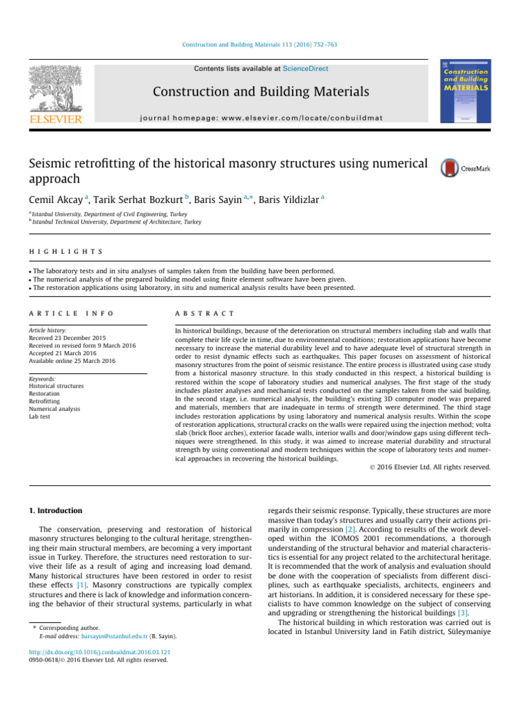 Seismic Retrofitting of Historical Masonry | PDF | Mortar (Masonry) | Brick