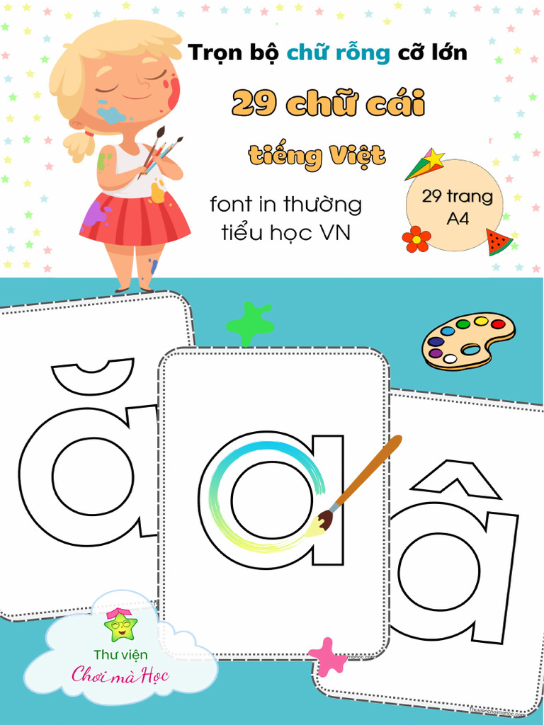 Bộ Chữ in Thường Rỗng A4 - Font Tiểu Học VN.vip | PDF