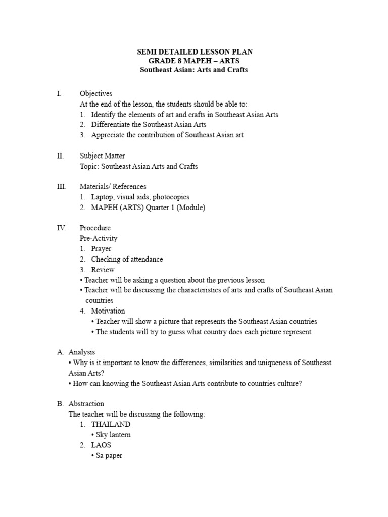 Southeast Asian Arts for Grade 8 MAPEH | PDF | Southeast Asia | Lord's ...