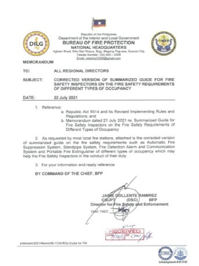BFP Memorandum - 07222021 | PDF