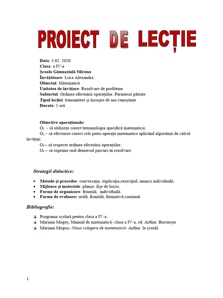 54 Proiect Matematica | PDF