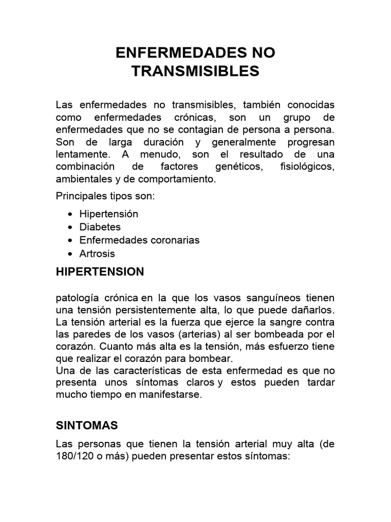 Enfermedades No Transmisibles: Guía Completa | PDF | Diabetes ...