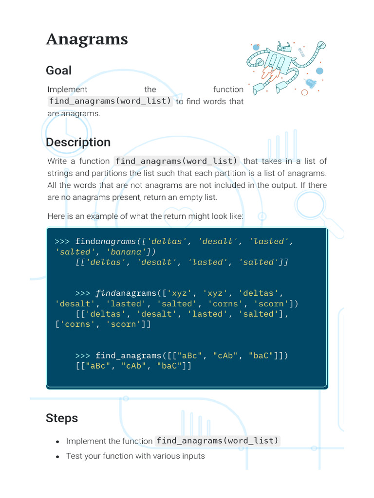 Anagram Finder Function in Python | PDF