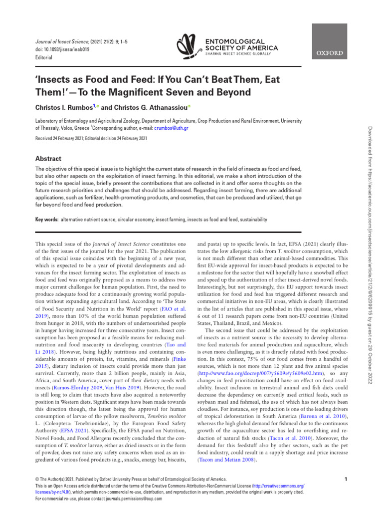 Insects as Sustainable Food and Feed | PDF | Agriculture | Foods