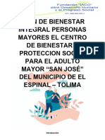 Plan de Bienestar Integral Personas Mayores El Centro de Bienestar y Proteccion Social para El Adulto Mayor