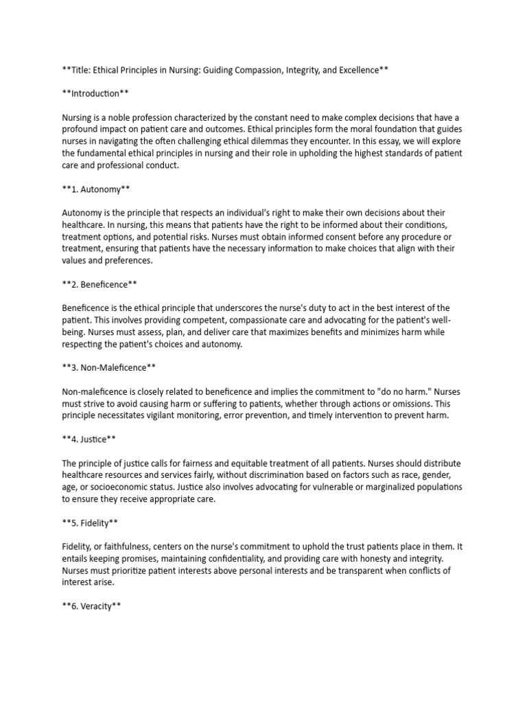 Essay About Ethical Theories in Nursing | PDF | Medical Ethics | Nursing