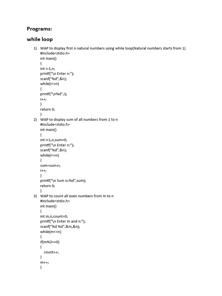 Programs on Loops_Nested Loops_Jump statements (1) | PDF | Software ...