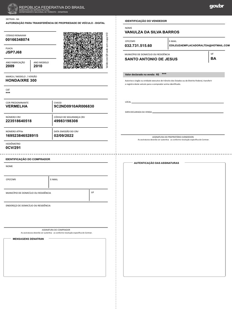Transferência Digital de Veículo - BA | PDF