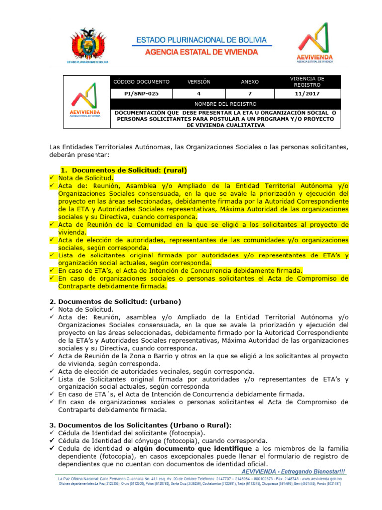Anexo 7 Documentacion Que Debe Presentar Los Solicitantes | PDF ...